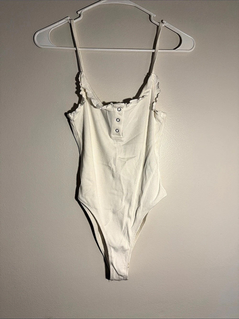 Forever 21 Ribbed Knit Tank Bodysuit White Small NWT